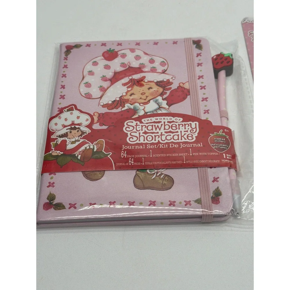 Strawberry Shortcake Journal Set and Scented Pen Bundle Pink Retro Stationery